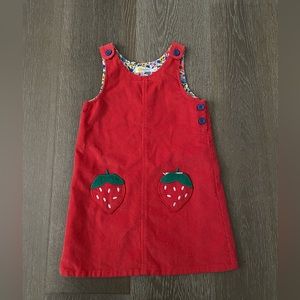 Baby Mini Boden Strawberry Corduroy Dress Sz 3 - 4y